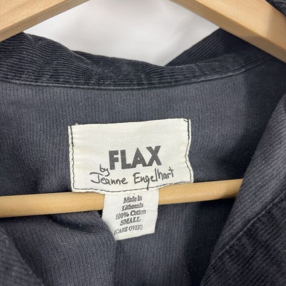 Flax Jeanne Engelhart Top Size Small Womens Black Corduroy Oversized Boxy Shirt - Picture 3 of 7